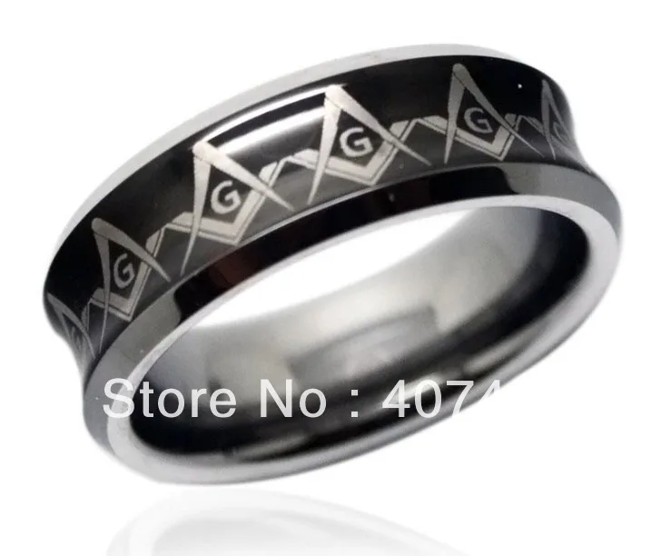 

Free Shipping Cheap Price Jewelry USA Brazil Russia Hot Sales His/Her 8mm Freemason Masonic Black Convaced Tungsten Wedding Ring