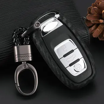 

Carbon Fiber TPU Pattern Soft Silicone Car Key Case Cover For Audi A3 A4 B7 B6 B8 A6 C5 C6 Q5 Q7 A4L Car Styling Key Ring Shell
