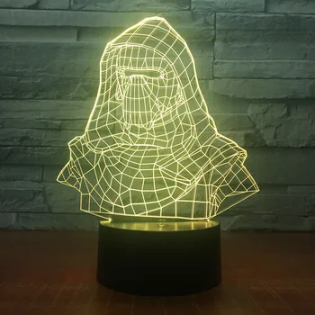 

darth vader helmet 3D Night Light Electric Illusion 3d Lamp LED 7 Color changing USB touch Desk Lamp For Kid's Gift
