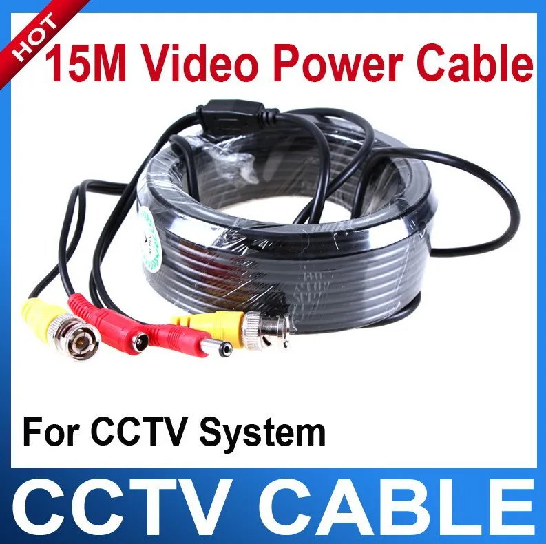 Security CCTV 15 Meter 49feet Power and Video Male BNC Plug cable for Camera Freeshipping | Безопасность и защита