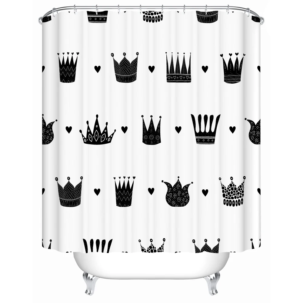 Crown of King/queen Shower Curtain Spot Bath Shower Waterproof and