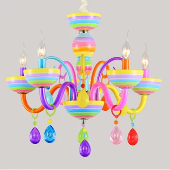 

5 Lights Modern Colorful Crystal Chandelier Lighting E14 Bulbs European Glass Suspension Light Bedroom Restaurant Fixtures PL613