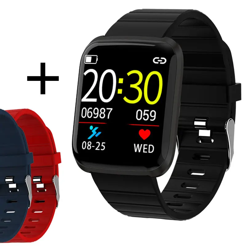 Умные часы для мужчин и женщин с сенсорным экраном, кровяное давление, сердечный ритм, женские водонепроницаемые часы, спортивные часы для Android IOS Xiaomi - Цвет: Black with 2 straps
