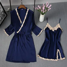 Модный женский топ из 2 предметов на бретелях Пижама комплекты одежды для сна Женская домашняя одежда спальный костюм соблазнительное кимоно халат пижамы m-xl