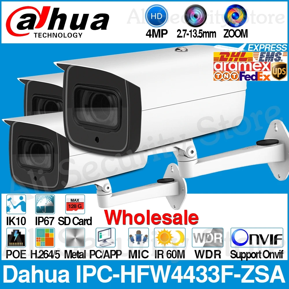 

Dahua Wholesale IPC-HFW4433F-ZSA 4MP Network IP Camera 2.7-13.5mm VF Lens Bullet 60m IR Micro SD Card Slot Built-in MIC H.265