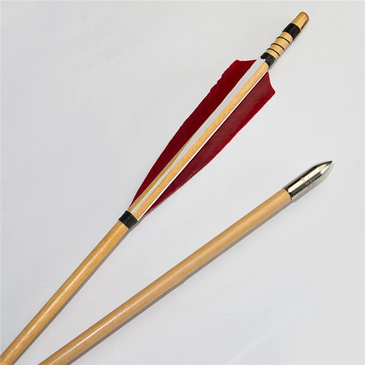 12 pcs Archery White Pine Wood Arrow 32" With Turkey Feather and