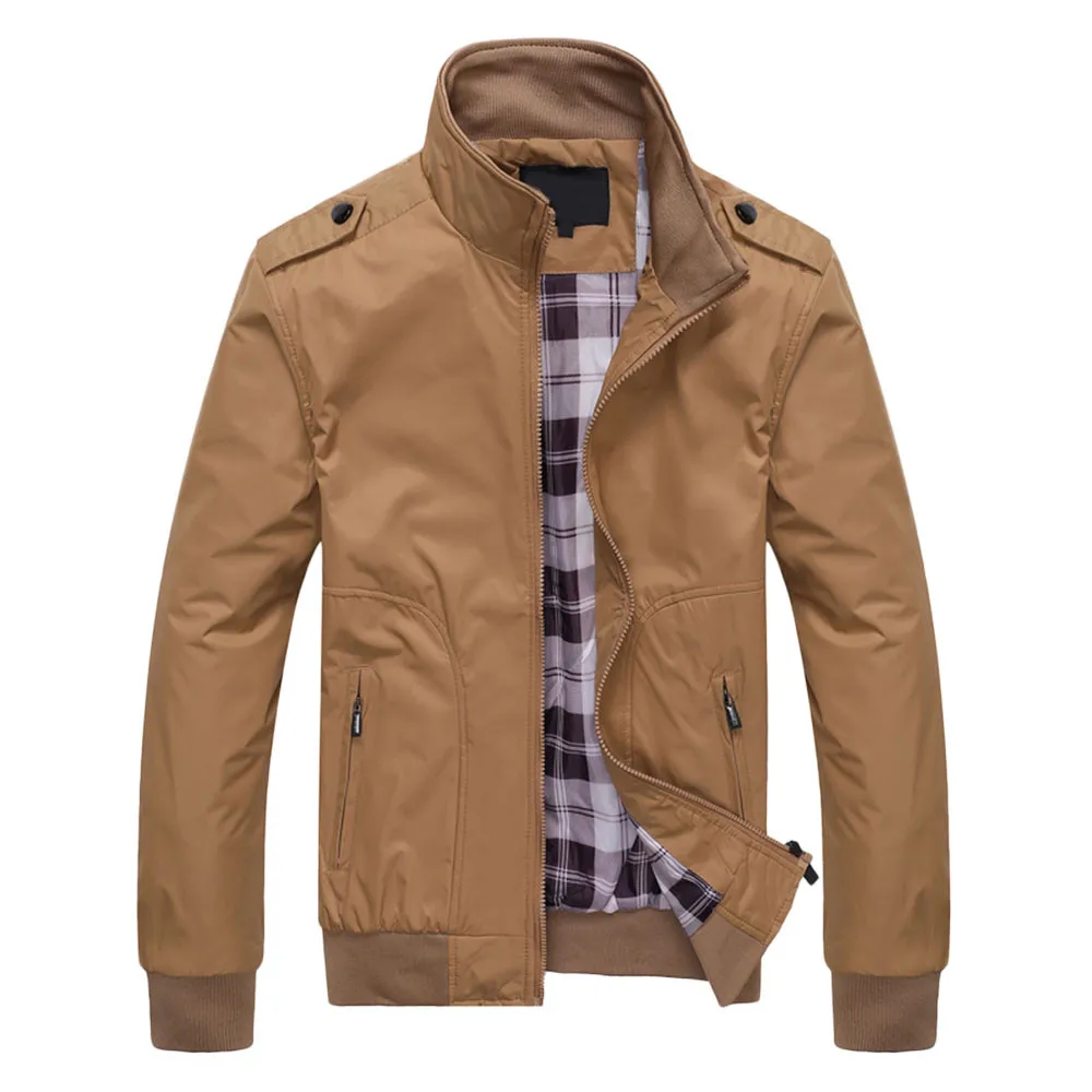 

Mens Jackets Spring Autumn Casual Solid Color Coats for Men Sportswear Slim Collar Bomber Jackets for Men 4XL