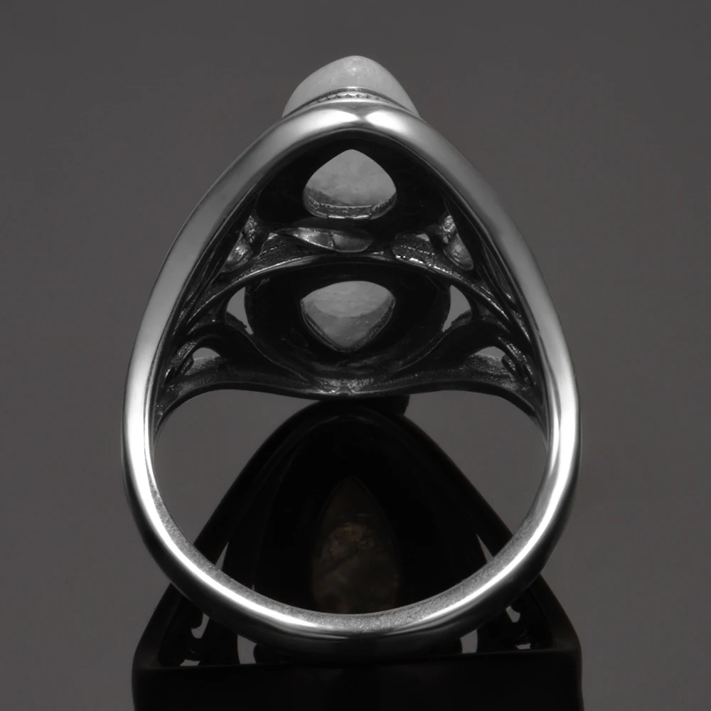 Оригинальный дизайн Винтаж натуральный Радужный Лунный Камень Кольцо Настоящее серебро 925 проба кольца для мужчин и женщин женские