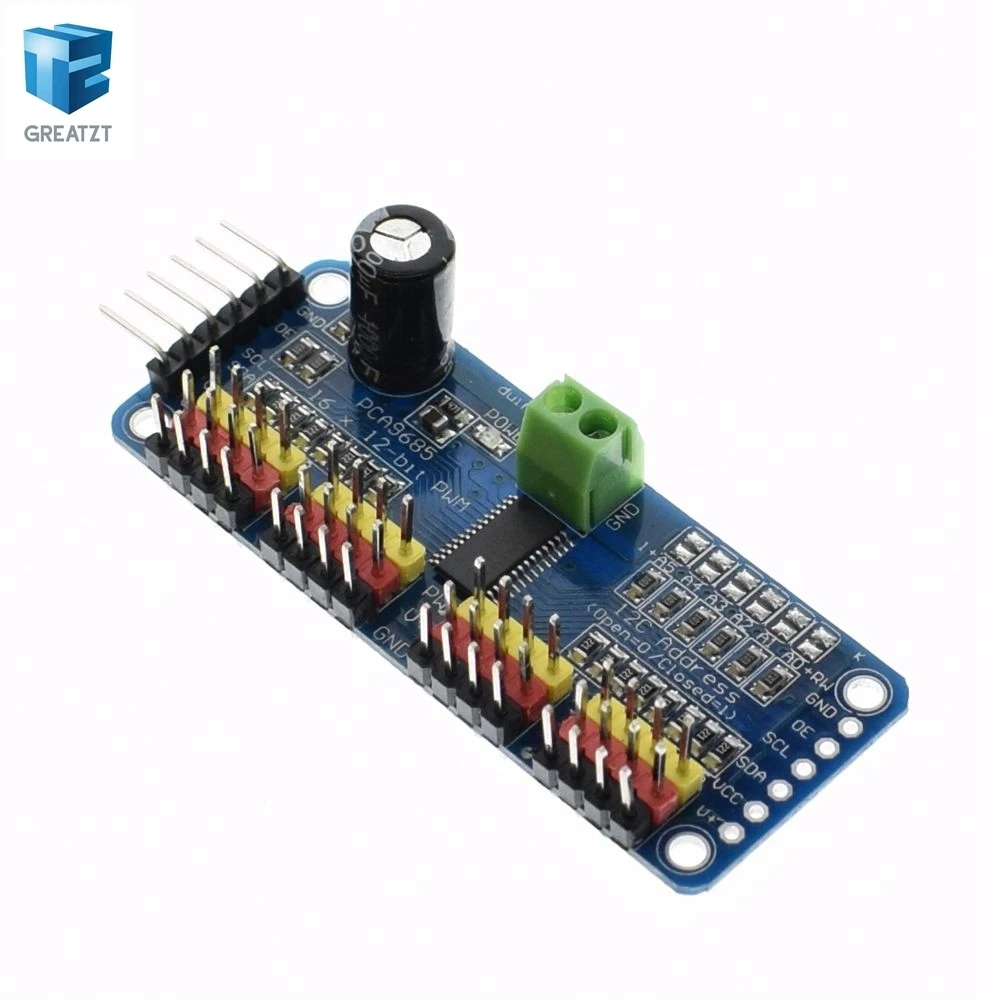 1 шт. 16-канальный 12-битная ШИМ/сервопривод-I2C интерфейс-PCA9685 для Arduino Raspberry Pi DIY Servo Щит Модуль