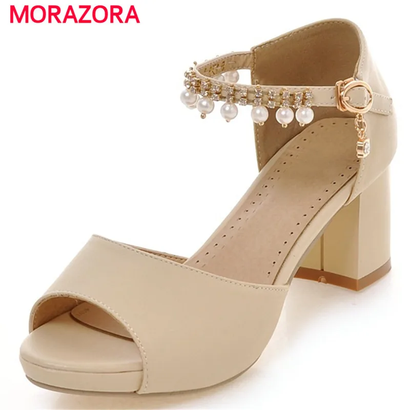 

MORAZORA Big size 34-43 sandals women fashion summer shoes buckle platform party shoes fashion sweet high heels 6cm