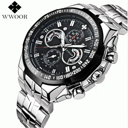 

2017 Wwoor Luxury Brand Men's Unique Design Quartz Watch Waterproof Stainless Steel Business Sports Watch Menretro Watch
