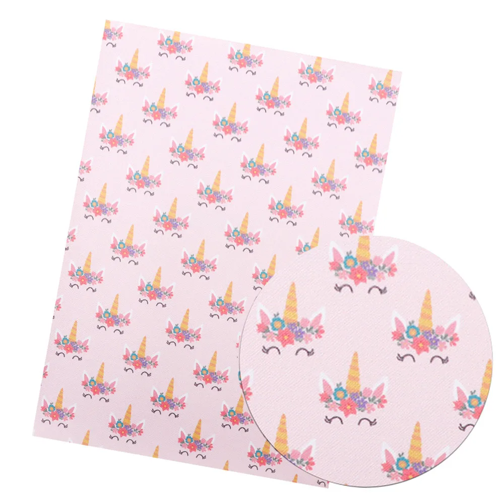 pink IBOWS 22*30 см искусственная кожа ткань Единорог Snythetic кожаные листы напечатанная виниловая ткань для DIY Hairbow сумки рукоделие лук материал - Цвет: pink