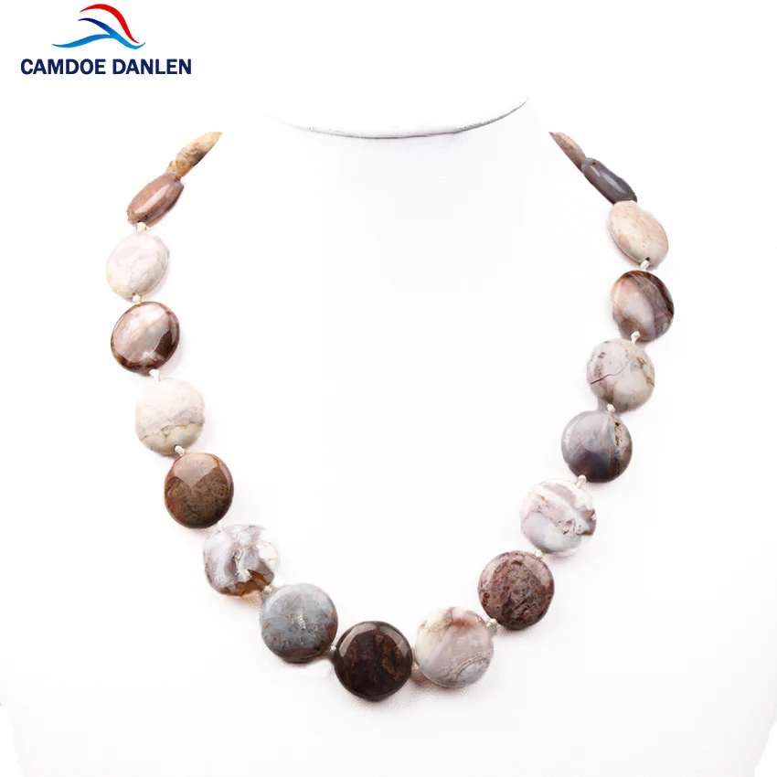 

4 style HI-Q 100% Natural Stone Round Shape Necklaces Women Handwoven Knotted Statement Maxi Marble Beads Necklaces Jewelry Gift