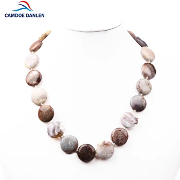 

4 style HI-Q 100% Natural Stone Round Shape Necklaces Women Handwoven Knotted Statement Maxi Marble Beads Necklaces Jewelry Gift