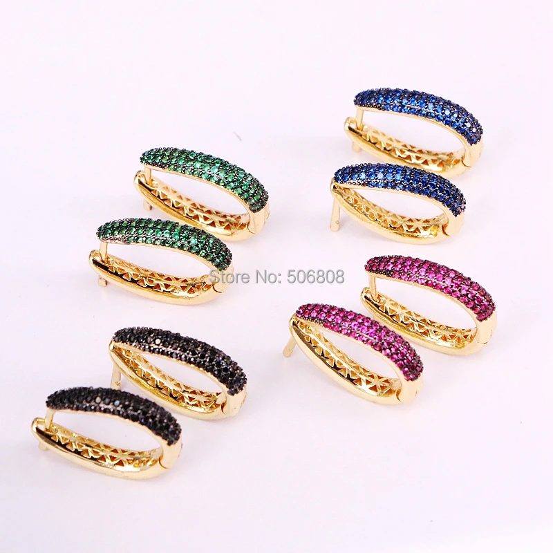 ZYZ-9686 золотого цвета u-образные серьги-кольца для женщин Роскошные Разноцветные выложенный Циркон CZ серьги