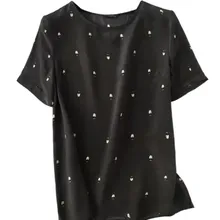 Новая летняя одежда, мода Жук печать, топ с короткими рукавами пальто шелк футболка М до XL