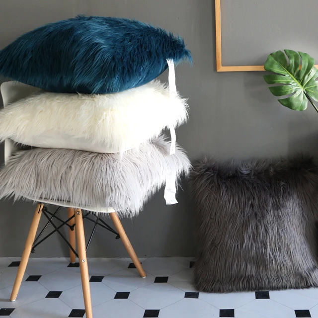 Cilected Super Soft Faux Fur Cushion Cover Blue Beige Decorative Cilected Super Soft Faux Fur Cushion Cover Blue Beige Decorative Large Throw Pillowcase Sofa Chair