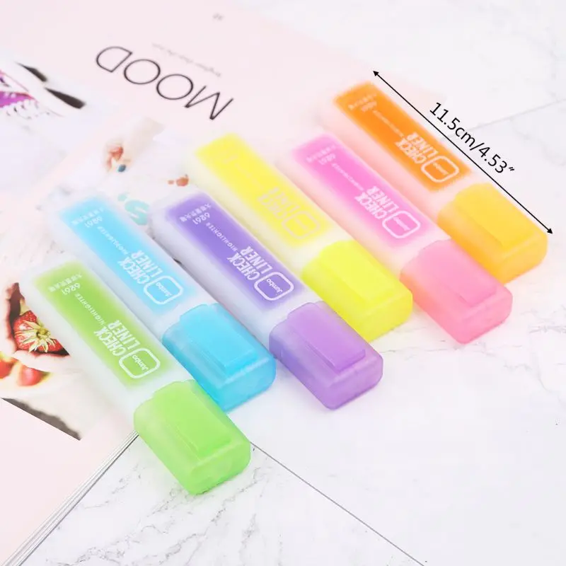 6pcs/set Large Capacity Fluorescent Highlighters Pen Office School Supplies Stationery