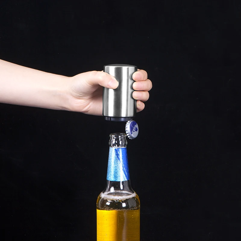 

Opener Portable Magnetic Automatic Bottle Opener Stainless Steel Push Down Wine Beer Openers Practical Kitchen Accessories 8.2*5