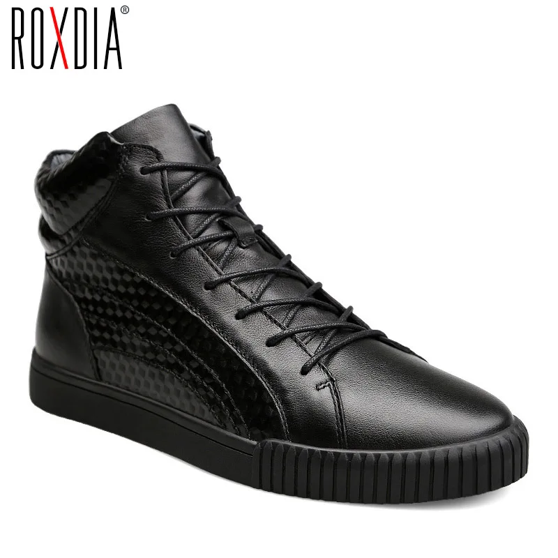 

ROXDIA men boots male shoes fashion snow winter genuine leather warm waterproof boot for man shoe big size 39-44 RXM078