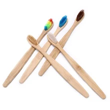 4 шт деревянная зубная щетка "Радуга" бамбуковая ручка зубная щетка мягкое волокно отбеливание Радуга деревянная ручка зубные мягкие щетки набор
