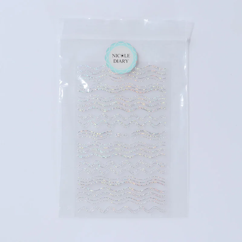 3D стикер для ногтей лазерная волнистая лента в полоску сделай сам фольга