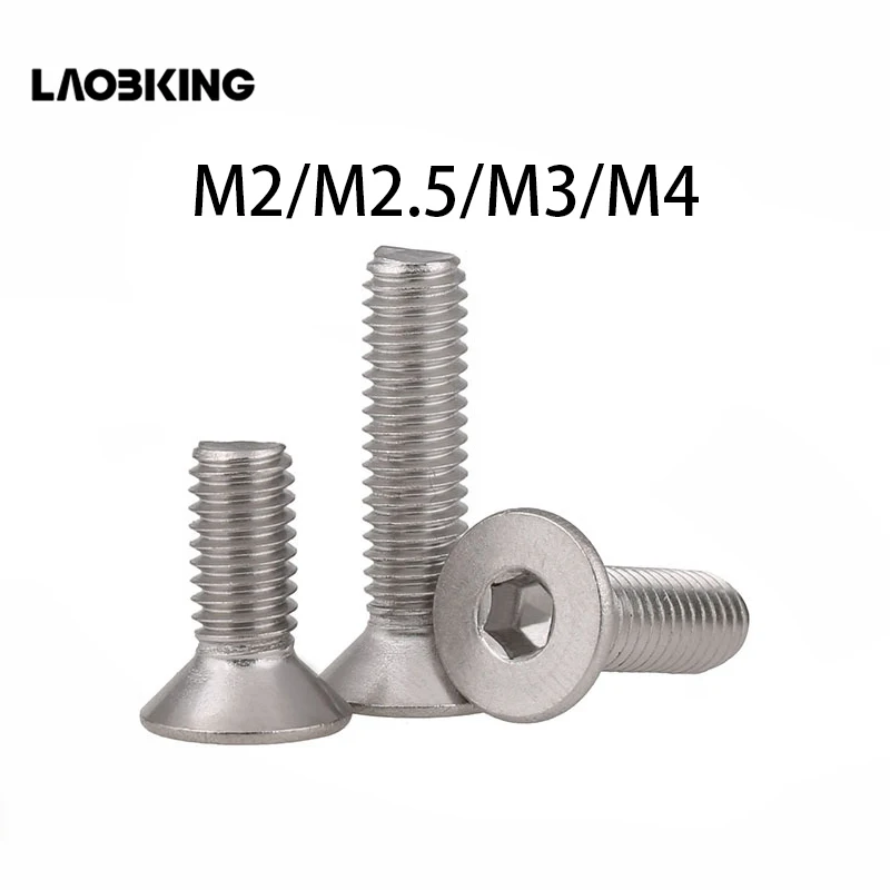 

50Pcs DIN7991 GB70.3 ISO10642 JISB1194 M2 M2.5 M3 M4 304 Stainless Steel Hexagonal Countersunk Screws Flat Head Screw