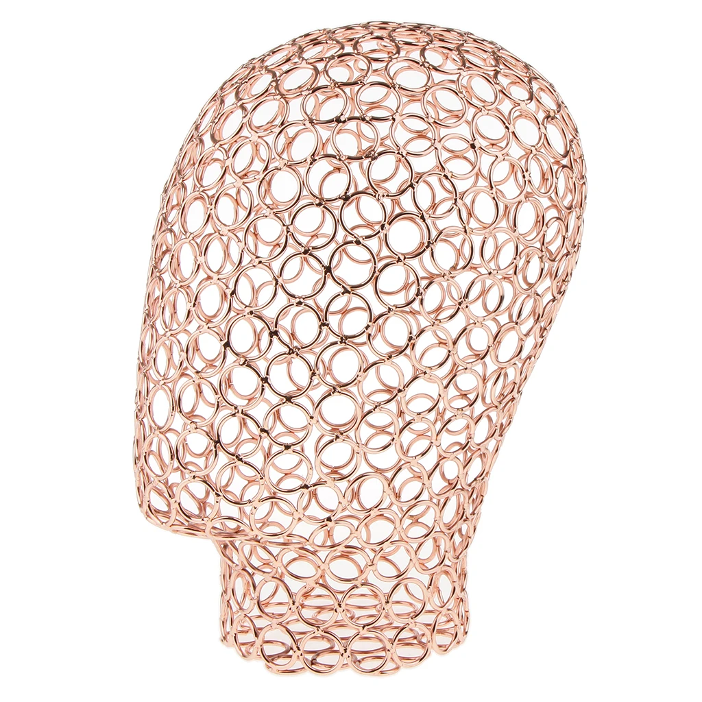 2Pcs Stable Metal Wire Mannequin Head Manikin Model Rack Wigs Hat Jewelry Headset Display Holder Rose Gold/Black
