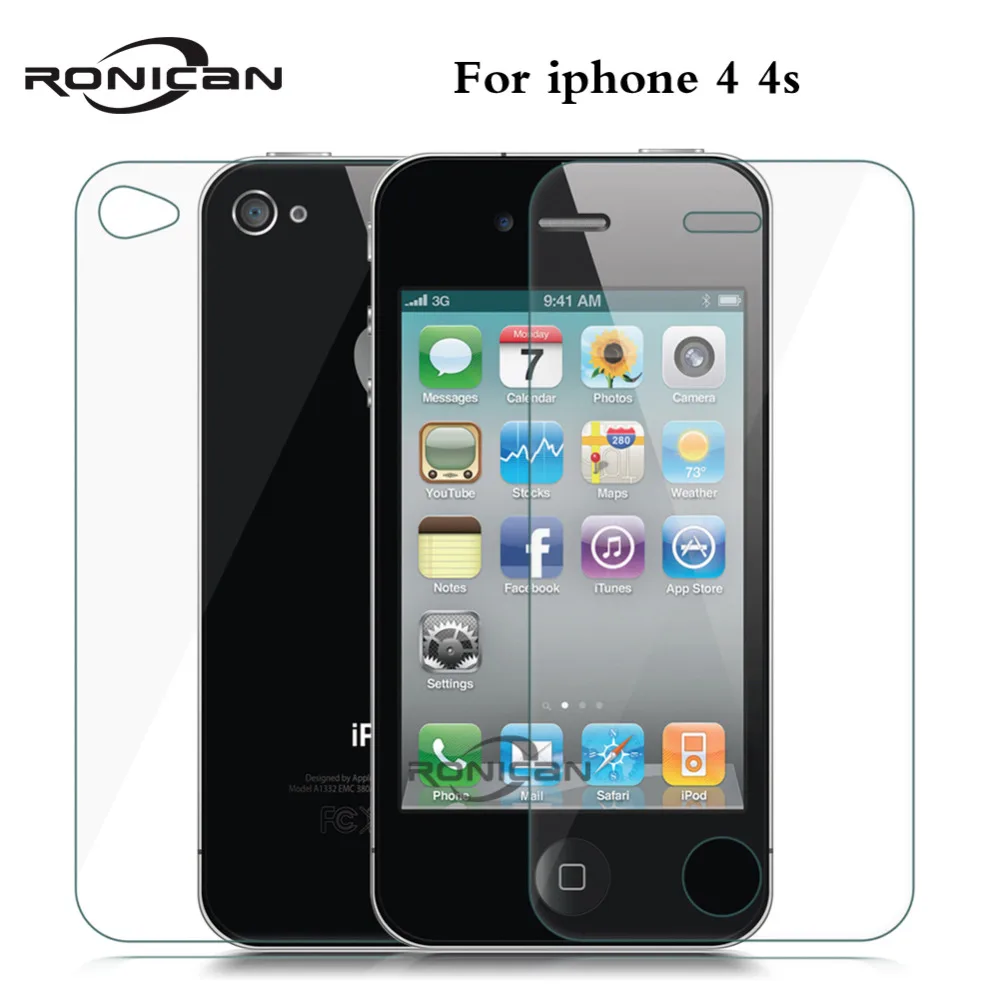 RONICAN for iphone 4 4s front and back tempered glass