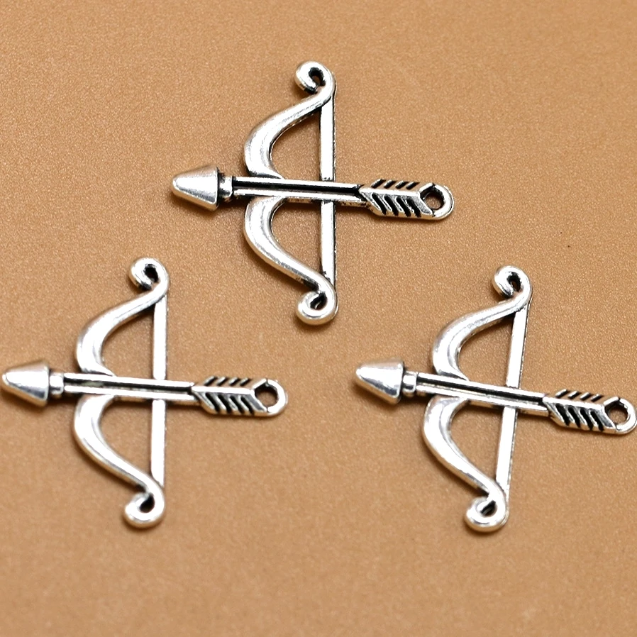 Bulk 30 In Lega Di Zinco Freccia E Arco Charms Argento Tibetano Placcato 25*25Mm 1.3G