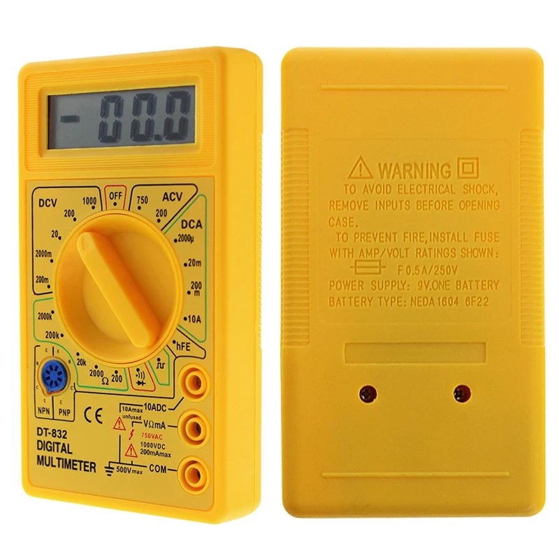 Цифровой мультиметр lcd DC AC Вольтметр Амперметр Ом Профессиональный DT832 Ttransistor тестер инструменты