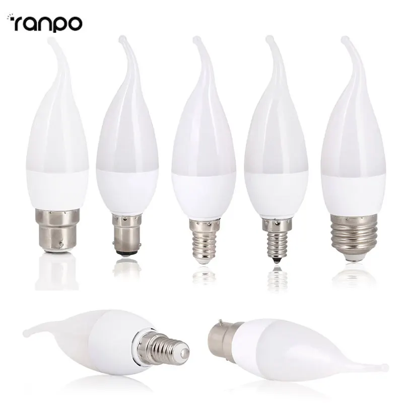 E12 E26 E27 E14 B22 3W LED Chandelier Flame Candle Light Bulb Lamp 2835SMD White 