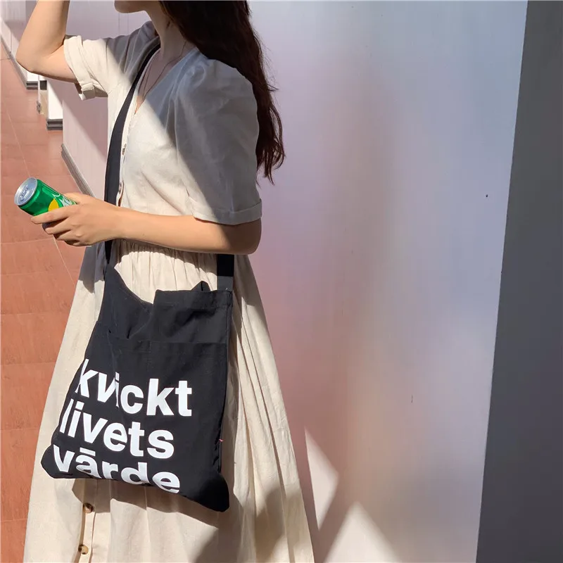Сумка на плечо женская из хлопчатобумажной ткани с принтом лебедя|hand bag|shoulder bagsbag