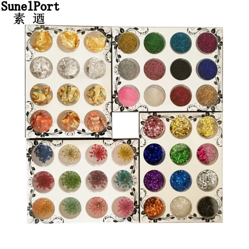 

12 Colors Nail Gold Silver Glitter Red Flake Chip Foil Paper Sticker Manicure Paillette nail Art Decoration Sequin Decal Tools