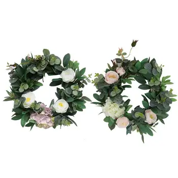 

Artificial Flowers Rose Eucalyptus Wreaths Door Artificial Garland For Wedding Decoration Home Party Decor
