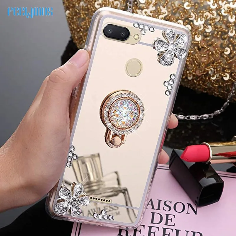 Luxury Soft Back Mirror Cases for Xiaomi Redmi 6 6A S2 4X 4A 5A Case Shockproof TPU DIY Bling Cover Capa |