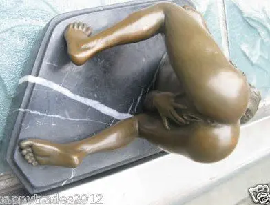 

larger nudes air captivating naked sexy woman on stone Bronze Statue