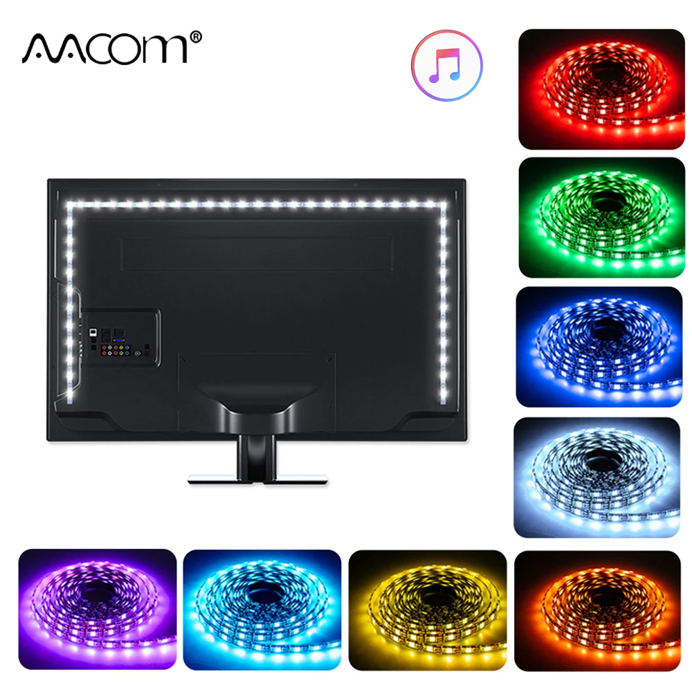 

5V USB RGB LED Strip Diode Tape Light With Music Sensor Remote SMD 5050 60 LEDs/m 0.5m 1m 2m 3m 4m 5m TV PC Keyboard Backlight