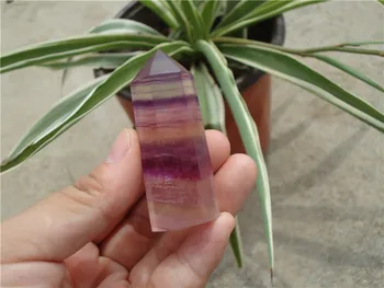 

Natural purple yellow fluorite QUARTZ CRYSTAL WAND POINT HEALING