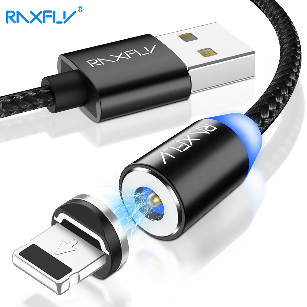Kopen 1 m amp; 2 m RAXFLY Magneet Lading Draad LED Lightning naar USB Kabel Voor iPhone Kabel 7 8 Plus magnetische Charger Kabel Voor iPad Air Mini 2
