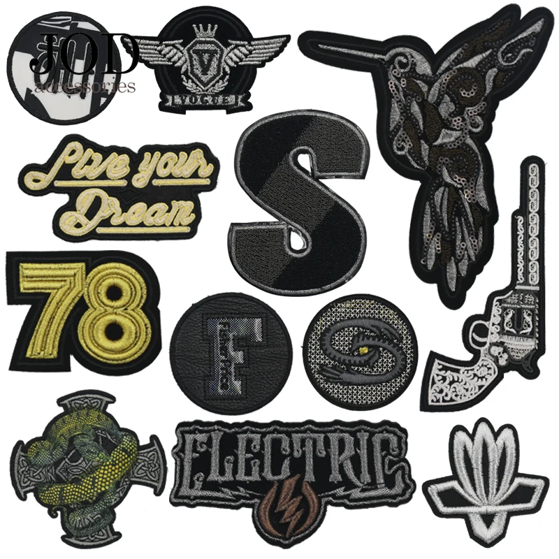 Back Badges Sew on Clothes Patch Embroidery Applique Skull Gun Iron Biker Patches for Clothing Punk Hippie Stickers Trend JOD