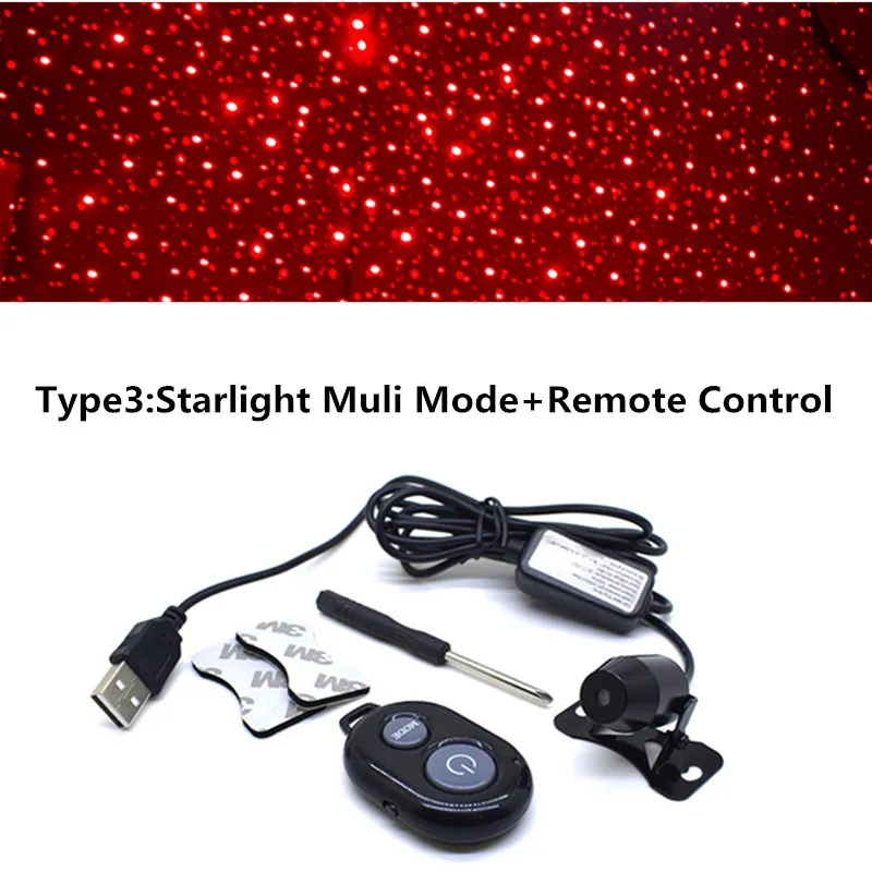 USB СВЕТОДИОДНЫЙ светильник для автомобиля, атмосферная звезда, DJ RGB, цветная музыкальная звуковая лампа, Рождественский интерьерный декоративный светильник, автомобильные аксессуары - Испускаемый цвет: type3