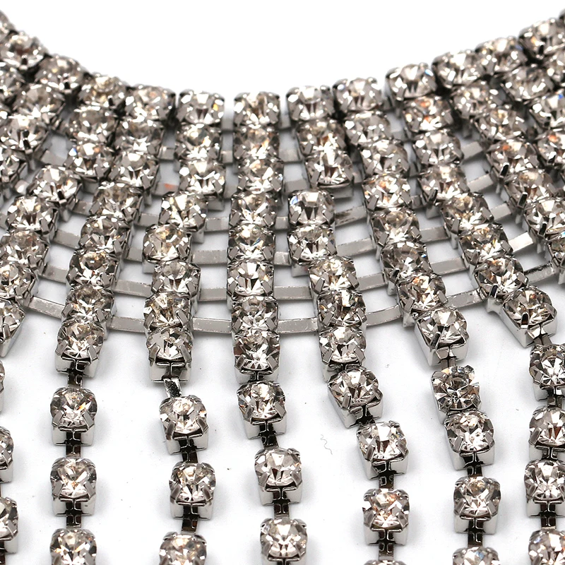2017 Free Shipping fashion long crystal tassel necklace Europe costume chunky choker statement Necklaces jewelry women NHJJ1944