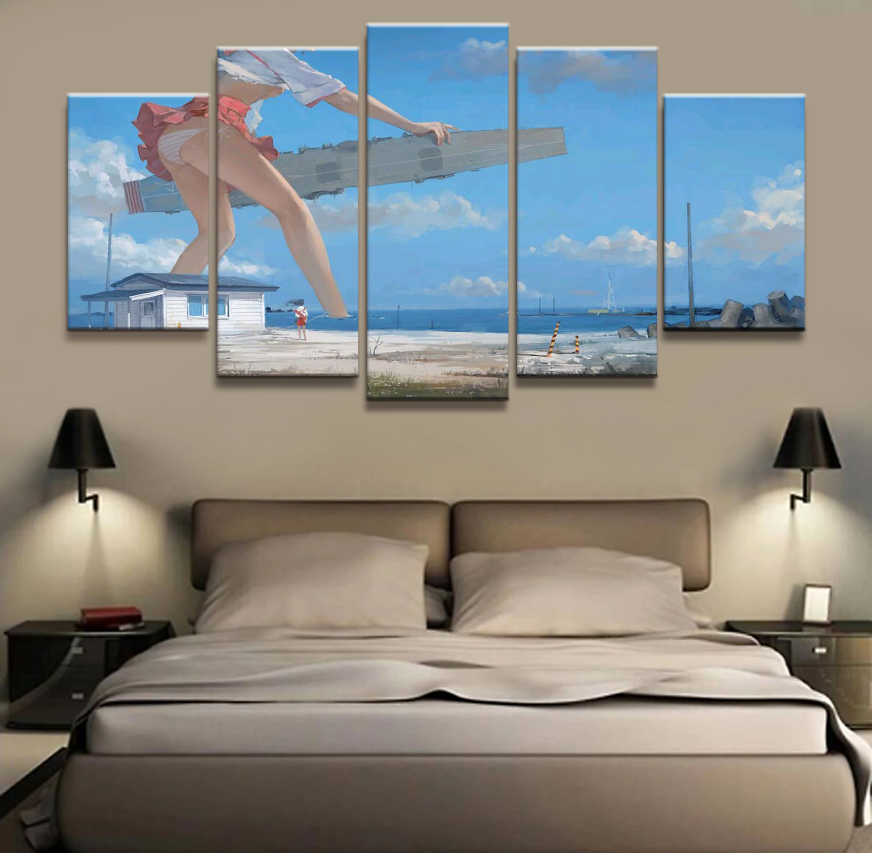 Home Decor Collection Warship Girls Animation 1 Piece Sexy Girl Art Poster Prints Picture Wall Decoration Painting Wholesale