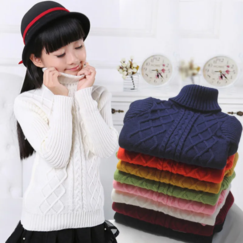 

2018 Winter Autumn Baby Girl Boys Sweater Kids Baby Knit Clothes Turtleneck Infant Knitted Pullover Children Warm Slim Jumpers