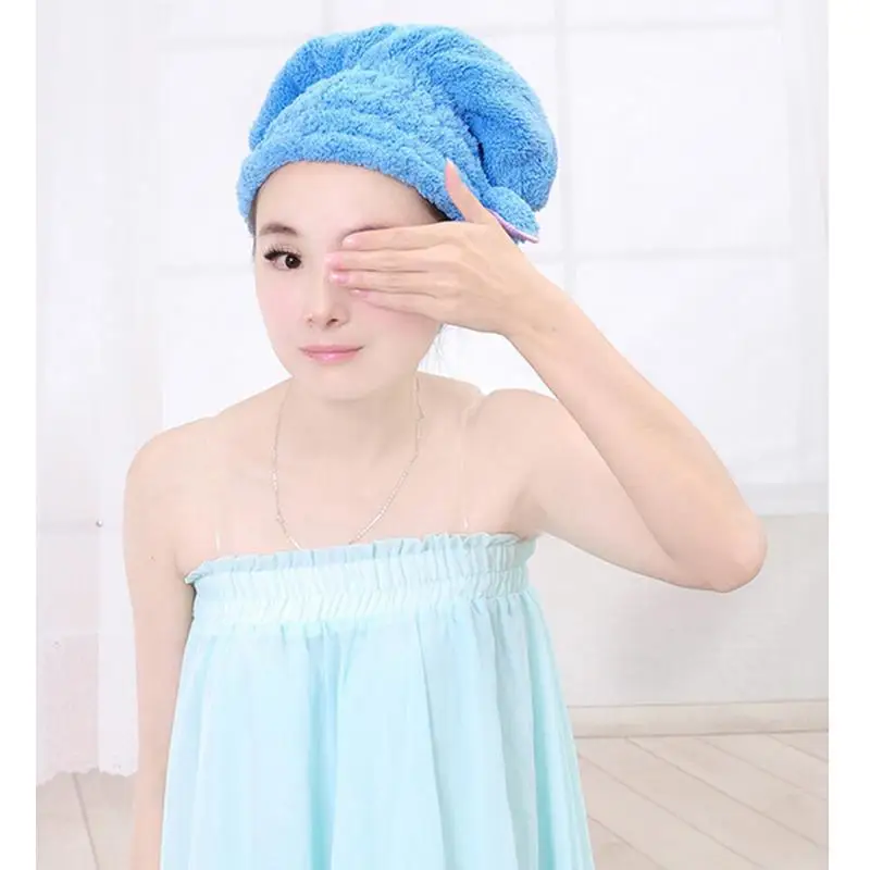 Home Textile Useful Dry Hair Hat Microfiber Hair Turban Quickly Dry Hair Hat Wrapped Towel Bathing Cap