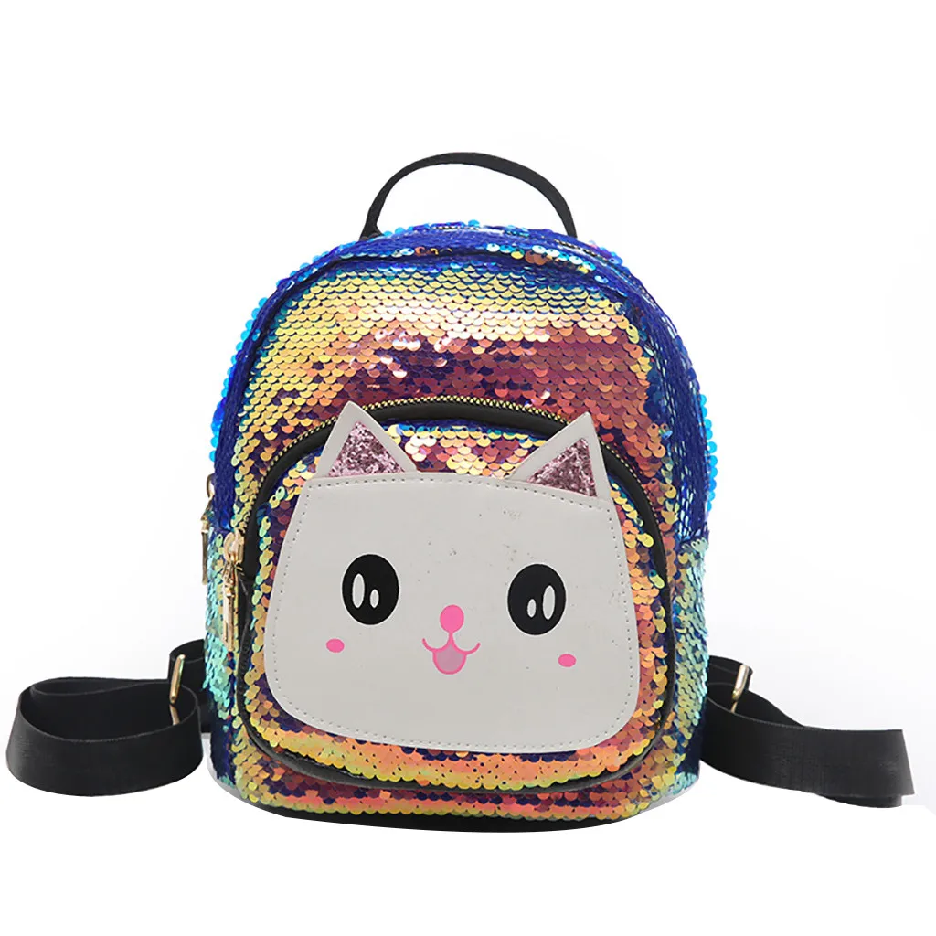 Рюкзаки для девочек и мальчиков с милым котиком, блестящими блестками, сумка на плечо, Школьный Рюкзак Для Путешествий, мини-сумки, хит, Детский рюкзак для малышей - Цвет: B