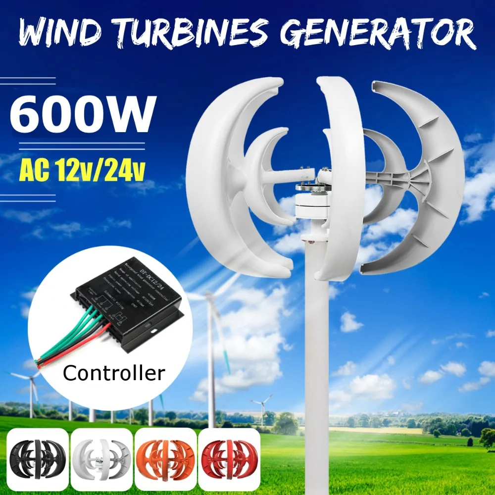 

Wind Turbine 600W DC 12/24V Combine With 600W English Wind Generator Controller Home For Home Hybrid Streetlight Use