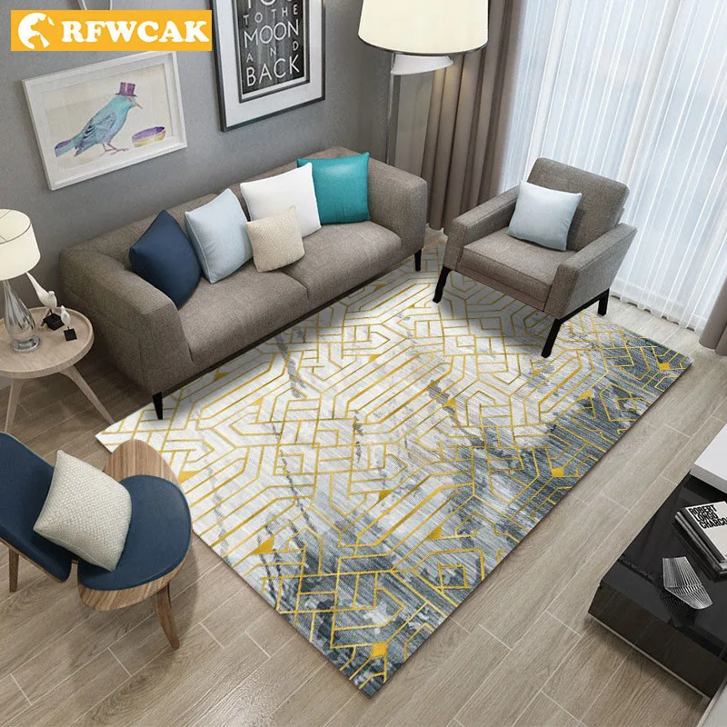 

RFWCAK Geometric Carpet For Living Room Area Rugs Anti-slip Badroom Large Rug Coffee Table Mat Bedroom Yoga Pad Home Decor