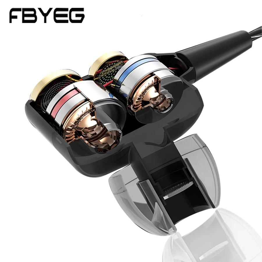 

FBYEG Earphones Wired In-Ear Headset HIFI Sport Stereo Bass Earbuds 4 Speakers Earphone With Microphone for xiaomi